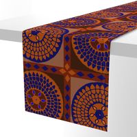 African Sunflowers - Design 7294660 - Diamond Border - Orange Navy Yellow