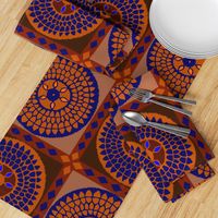 African Sunflowers - Design 7294660 - Diamond Border - Orange Navy Yellow