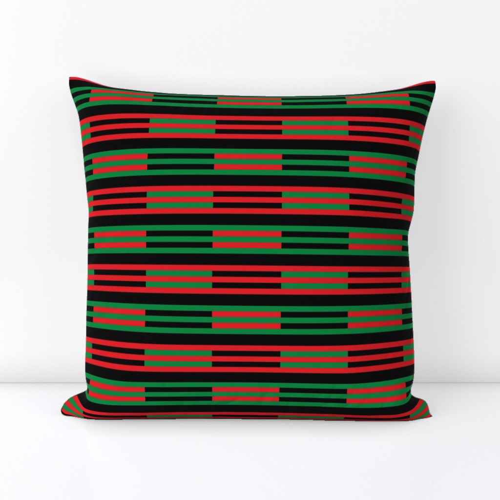 Green and Red Horizontal Stripes on Black
