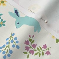 Springtime Bunnies on White