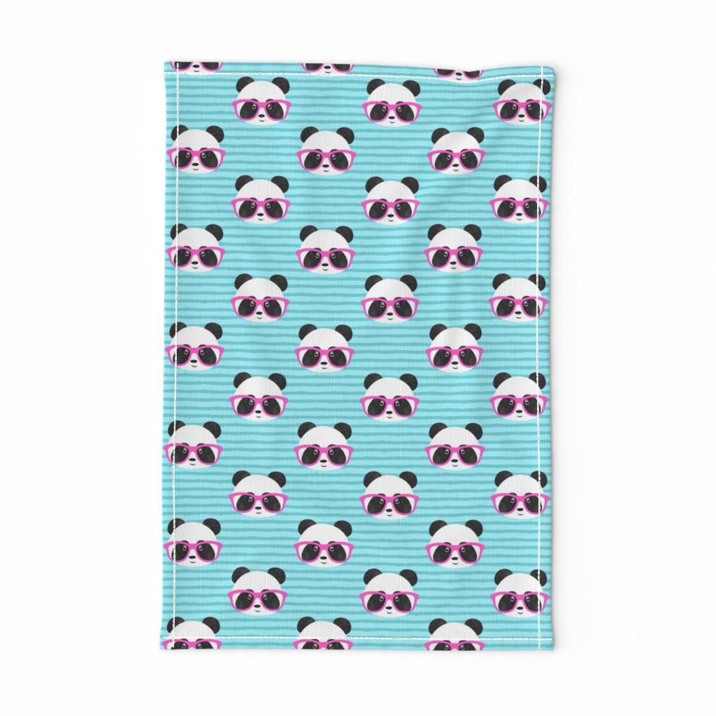 pandas with pink glasses