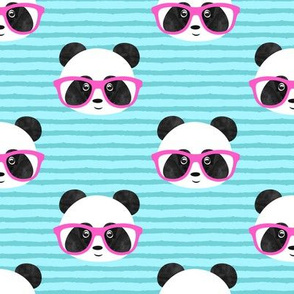 pandas with pink glasses