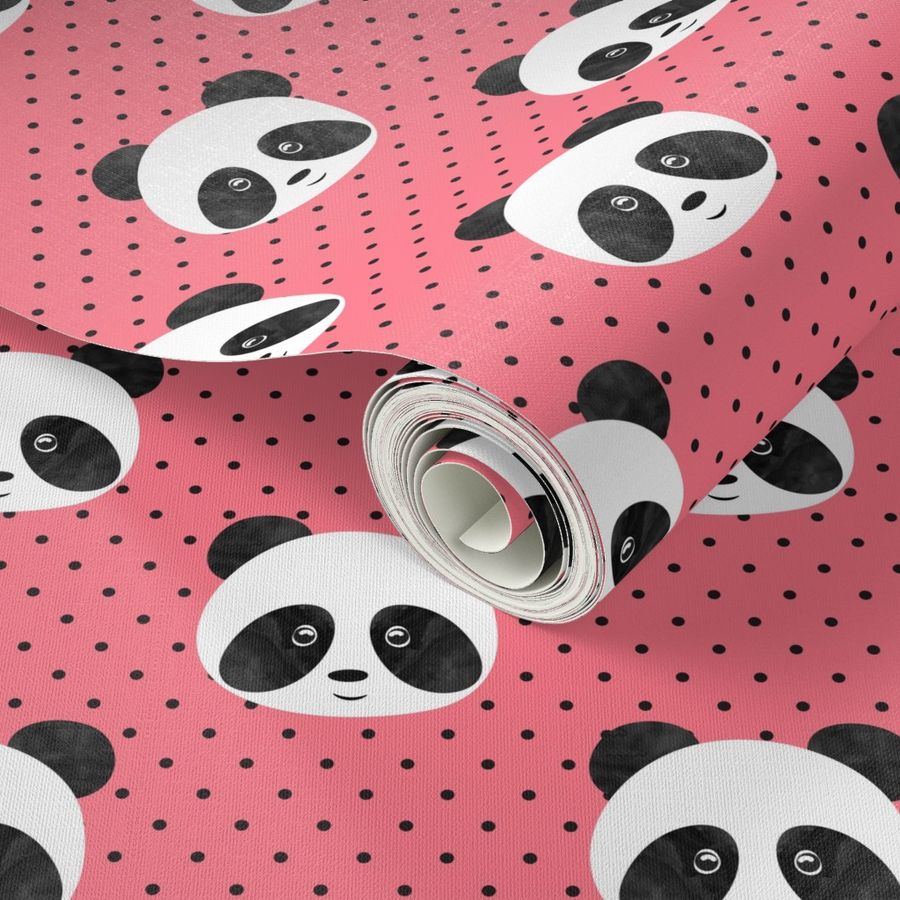 pandas on polka dots