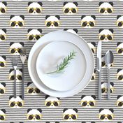 pandas with glasses - grey stripes gold