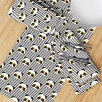 pandas with glasses - grey stripes gold