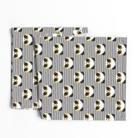 pandas with glasses - grey stripes gold