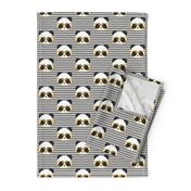 pandas with glasses - grey stripes gold