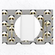 pandas with glasses - grey stripes gold