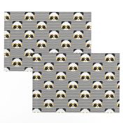 pandas with glasses - grey stripes gold