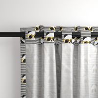 pandas with glasses - grey stripes gold