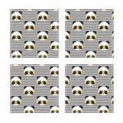 pandas with glasses - grey stripes gold