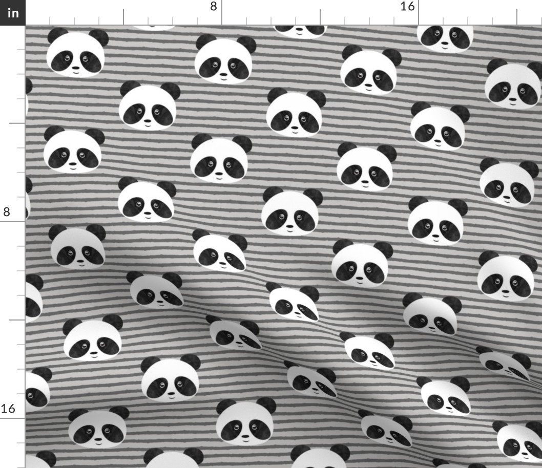 pandas on grey stripes