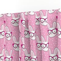 hipster bunny on pink