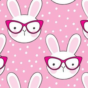 hipster bunny on pink