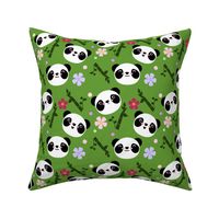 Kawaii Panda Faces in Green