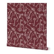 Stylized Antique Keys // Crimson // Large