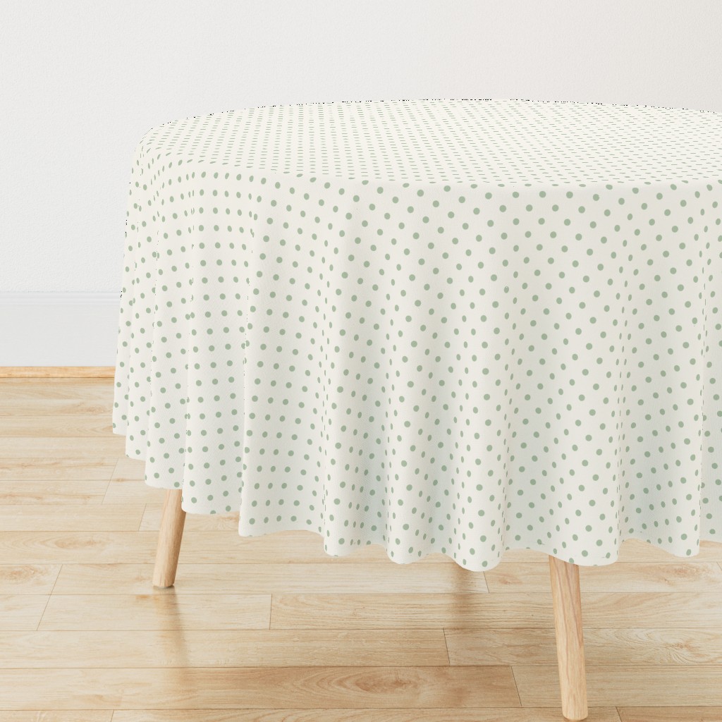 Green Polka Dots on Cream Background