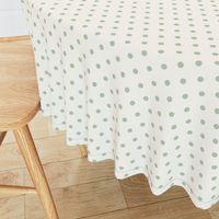 Green Polka Dots on Cream Background