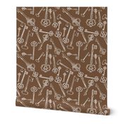 Stylized Antique Keys // Brown // Large