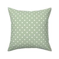 Cream Polka Dots on Green Background