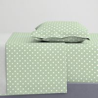 Cream Polka Dots on Green Background