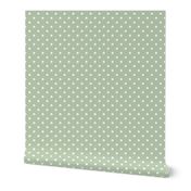 Cream Polka Dots on Green Background