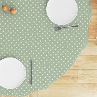 Cream Polka Dots on Green Background