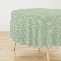 Cream Polka Dots on Green Background