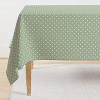 Cream Polka Dots on Green Background