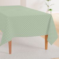 Cream Polka Dots on Green Background