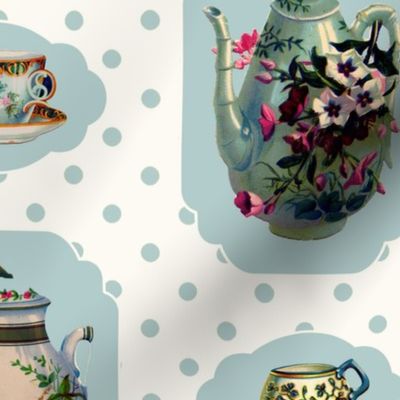 Vintage Tea Set - Cream Background