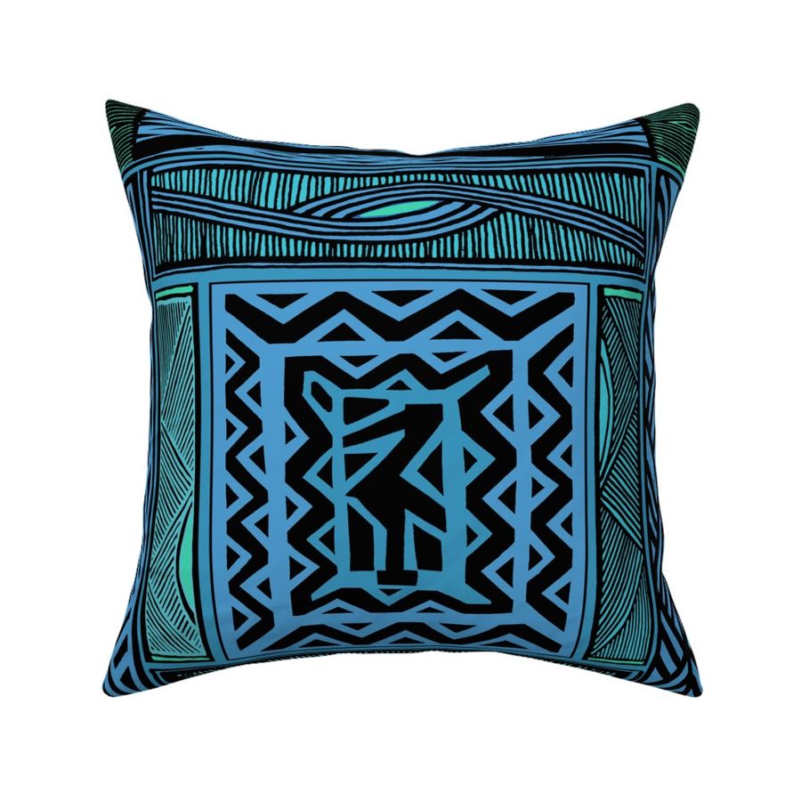 African Shaman Quilt - Blue Green - Design 7296280