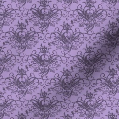 Raven Skull Damask Lavender