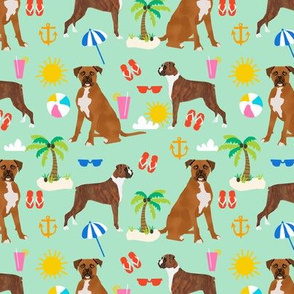 boxer beach themed summer boxers dog breed fabric mint