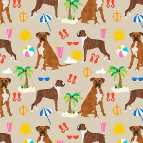 boxer beach themed summer boxers dog breed fabric tan