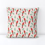 tropical bird // parrot macaw monstera palm leaf tropical fabric beige