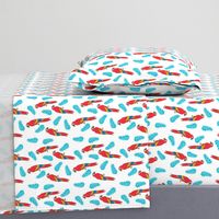 tropical bird // parrot macaw monstera palm leaf tropical fabric white red