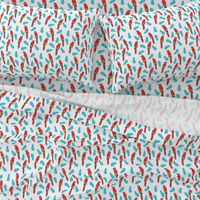 tropical bird // parrot macaw monstera palm leaf tropical fabric white red