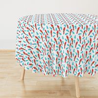 tropical bird // parrot macaw monstera palm leaf tropical fabric white red