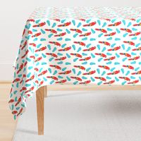 tropical bird // parrot macaw monstera palm leaf tropical fabric white red