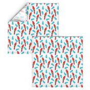 tropical bird // parrot macaw monstera palm leaf tropical fabric white red