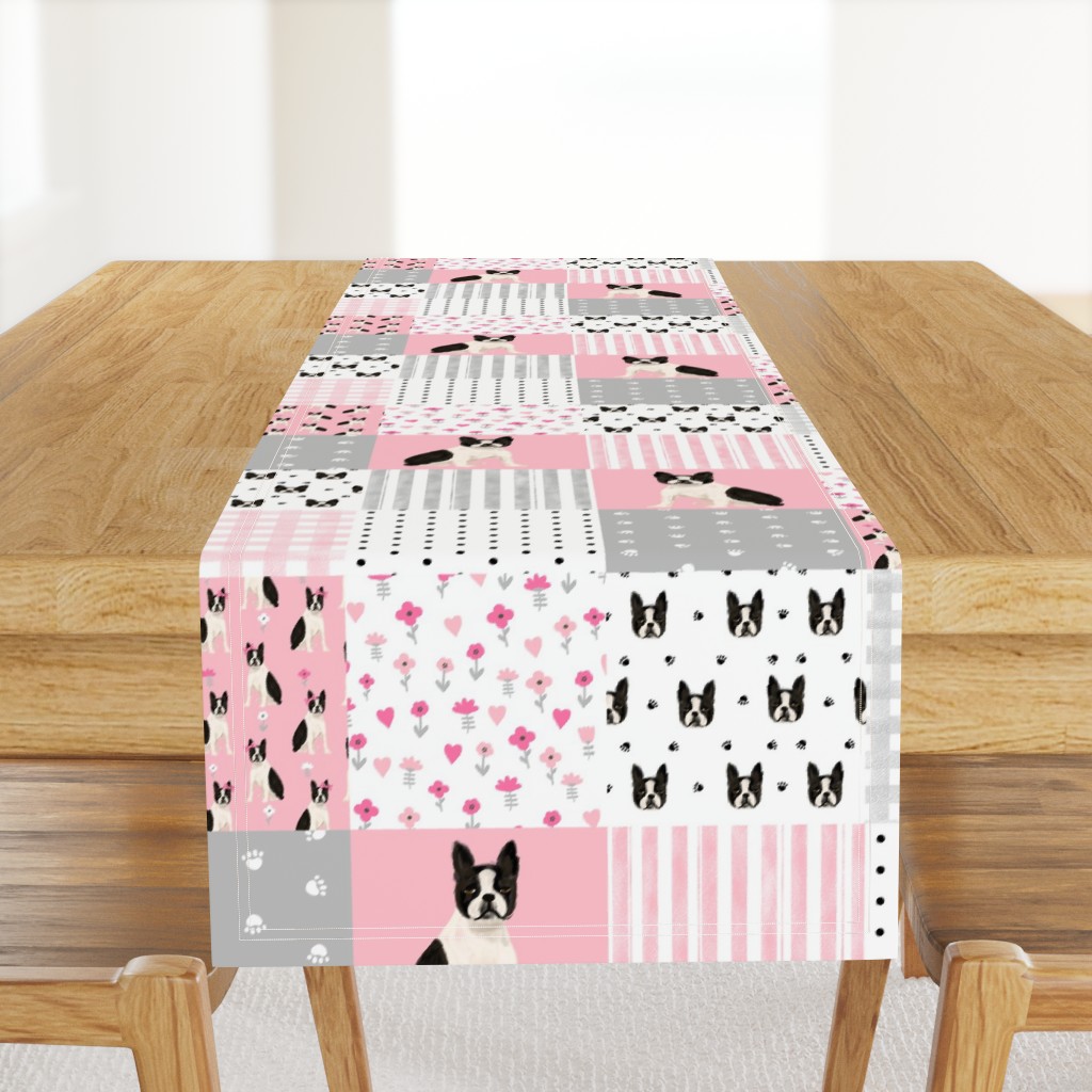 boston terrier cheater quilt squares wholecloth nursery dog fabric