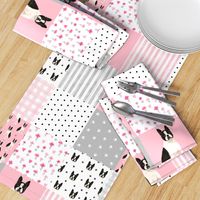 boston terrier cheater quilt squares wholecloth nursery dog fabric