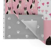 boston terrier cheater quilt squares wholecloth nursery dog fabric