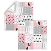 boston terrier cheater quilt squares wholecloth nursery dog fabric