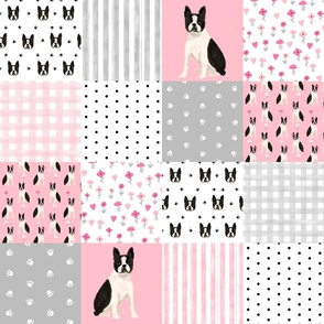 boston terrier cheater quilt squares wholecloth nursery dog fabric