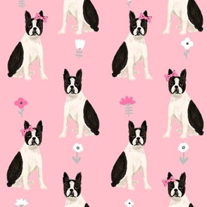 boston terrier quilt coordinates sitting dog nursery dog fabric pink