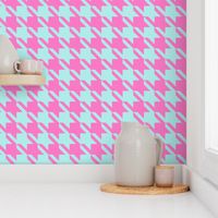 Small Pink & Aqua Houndstooth 