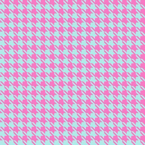 Small Pink & Aqua Houndstooth 