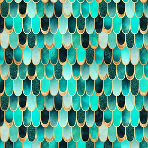 Mermaid Scales - Turquoise - Medium